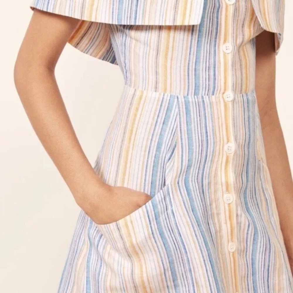 Reformation Strapless Pastel Striped Dress Landy Size 2 - Picture 2 of 13
